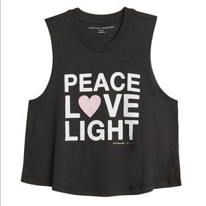 NWT Spiritual Gangster Peace love light crop tank top medium charcoal gray